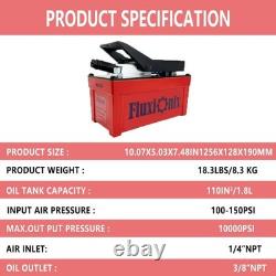Air Hydraulic Foot Pump 1.7L 10000PSI Oil Outlet with 6.6ft Pipe, Red