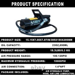 Air Hydraulic Foot Pump 1.7L Tank NPT 3/8 1/4 Air Line Lubricator 10000PSI, black