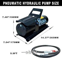 Air Hydraulic Foot Pump 1.7L Tank NPT 3/8 1/4 Air Line Lubricator 10000PSI, black