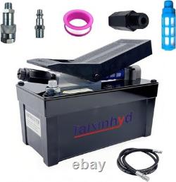 Air Hydraulic Foot Pump 98 CU.in 10,000 PSI with Pipe, black