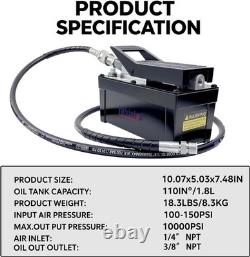 Air Hydraulic Foot Pump 98 CU.in 10,000 PSI with Pipe, black