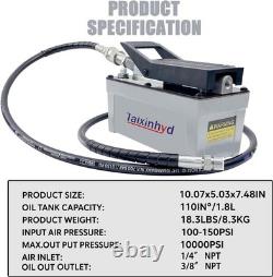 Air Hydraulic Foot Pump 98 CU.in 10,000 PSI with Pipe, grey
