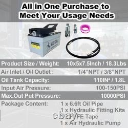 Air Hydraulic Foot Pump with 6.6ft Pipe Auto Body Shop 10,000 PSI 1.7L Gray