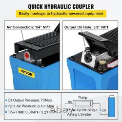 Air Hydraulic Pump 10000 Psi 1/2 Gal Reservoir Rust Resistant Single Acting Hose