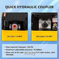 Air Hydraulic Pump 10,000PSI, Air Hydraulic Foot Pump 1/2 Gal Reservoir, Air