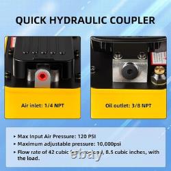 Air Hydraulic Pump 10,000PSI, Air Hydraulic Foot Pump 1/2 Gal Reservoir, Air Foo