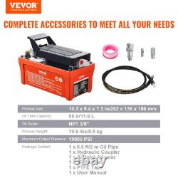Air Hydraulic Pump, 10,000 PSI 1/2 Gal Reservoir, NPT 3/8 Oil Outlet, NPT 1/4