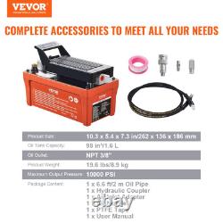 Air Hydraulic Pump, 10, 000 PSI 1/2 Gal Reservoir, NPT 3/8 Oil Outlet, Orange