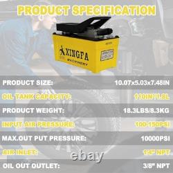 Air Hydraulic Pump 10,000 PSI 1.7L Reservoir, 3/8 NPT Outlet, 1/4 NPT Inlet