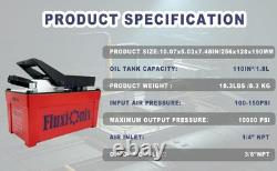 Air Hydraulic Pump 10,000 PSI, 1.7L Reservoir Foot Pump with 6.6ft Pipe, Red