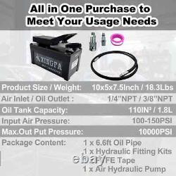 Air Hydraulic Pump 10,000 PSI, 1.7L Reservoir, NPT 3/8 Oil Outlet, Black
