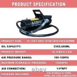 Air Hydraulic Pump 10,000 PSI 1.7L Reservoir NPT 3/8 Oil Outlet, Black