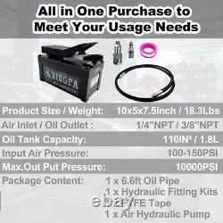 Air Hydraulic Pump 10,000 PSI, 1.7L Reservoir, NPT 3/8 Oil Outlet, Black