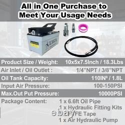 Air Hydraulic Pump 10,000 PSI, 1.7L Reservoir, NPT 3/8 Oil Outlet, Gray