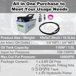 Air Hydraulic Pump 10,000 PSI, 1.7L Reservoir, NPT 3/8 Oil Outlet, NPT 1/4