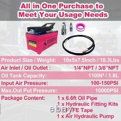 Air Hydraulic Pump 10,000 PSI, 1.7L Reservoir, NPT 3/8 Oil Outlet, NPT 1/4