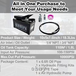 Air Hydraulic Pump 10,000 PSI, 1.7L Reservoir, NPT 3/8 Oil Outlet, NPT 1/4