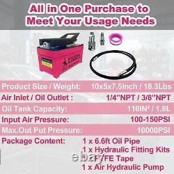 Air Hydraulic Pump 10,000 PSI, 1.7L Reservoir, NPT 3/8 Oil Outlet, Red
