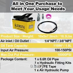 Air Hydraulic Pump 10,000 PSI, 1.7L Reservoir, NPT 3/8 Oil Outlet, Yellow