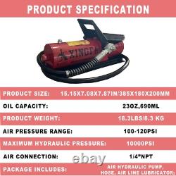 Air Hydraulic Pump 10,000 PSI Air Actuated Foot Pump with Air Line Lubricator