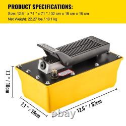 Air Hydraulic Pump, 10,000 PSI Hydraulic Foot Pump, 0.6 Gal Reservoir Foot Opera