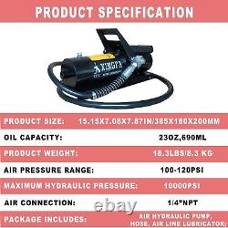 Air Hydraulic Pump 10,000 PSI with Air Line Lubricator Foot Operated Pump Black