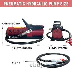 Air Hydraulic Pump 10,000 PSI with Air Line Lubricator Foot Operated Pump Red