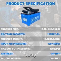 Air Hydraulic Pump 1.7L 10,000 PSI, 3/8 NPT Air Actuated Foot Pump
