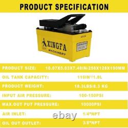 Air Hydraulic Pump 1.7L 10,000 PSI, 3/8 NPT Air Actuated Foot Pump