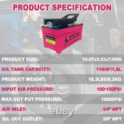 Air Hydraulic Pump 1.7L Reservoir NPT 3/8 Oil Outlet, NPT 1/4, Red