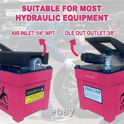Air Hydraulic Pump 1.7L Reservoir NPT 3/8 Oil Outlet, NPT 1/4, Red