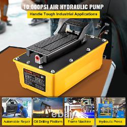 Air Hydraulic Pump Foot, 10,000 PSI 0.6 Gal Reservoir Hose Spray Gun Auto Repair