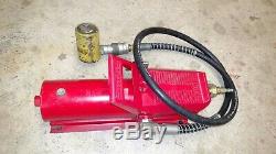 Air hydraulic foot pump with enerpac 3 to 5 ram 10k psi