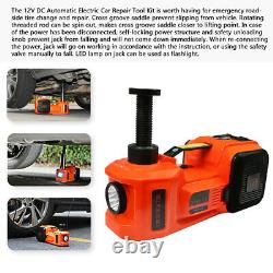 Auto 12V 5T Electric Hydraulic Floor Jack Lift Air Pump Electric Wrench Tool Set