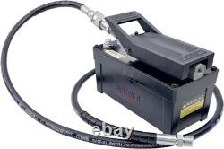 Black 10000PSI Foot Treadle Air Hydraulic Pump Aluminum Tank With Hose Pipe