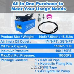 Blue Air Hydraulic Pump, 10,000 PSI, 1.7L Reservoir, NPT 3/8 Oil Outlet