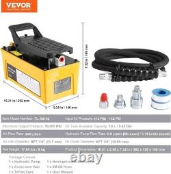 Durable 10000 PSI Air Hydraulic Pump Aluminum 0.42 Gal Oil Reservoir Foot