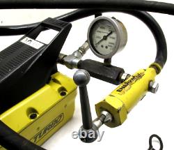 ENERPAC #PAT1102N AIR HYDRAULIC PUMP & #RC156 15-TON HYDRAULIC CYLINDER with VALVE