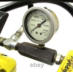 ENERPAC #PAT1102N AIR HYDRAULIC PUMP & #RC156 15-TON HYDRAULIC CYLINDER with VALVE