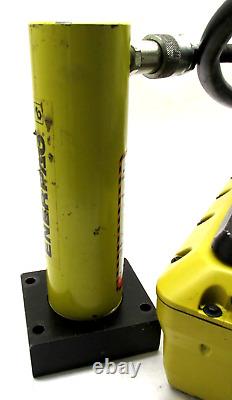 ENERPAC #PAT1102N AIR HYDRAULIC PUMP & #RC156 15-TON HYDRAULIC CYLINDER with VALVE