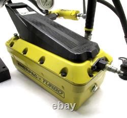 ENERPAC #PAT1102N AIR HYDRAULIC PUMP & #RC156 15-TON HYDRAULIC CYLINDER with VALVE