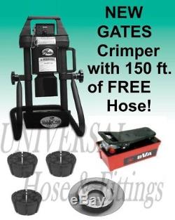 Gates 4-20 Hydraulic Hose Crimper Adjustable With Air Pump & 3 Dies & FREE HOSE -G
