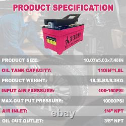 Haichy 10,000 PSI 1.7L Reservoir, NPT 1/4 Inlet, Air Hydraulic Pump, Red
