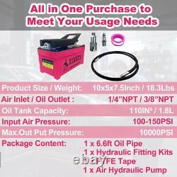 Haichy Air Hydraulic Pump 10,000 PSI, 1.7L Reservoir, NPT 3/8 Oil Outlet, Red