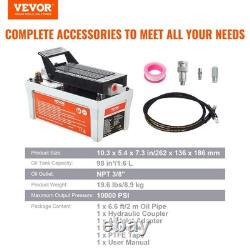 High-Pressure Air Hydraulic Pump 10,000 PSI, 1/2 Gal Reservoir, Foot Operated, A