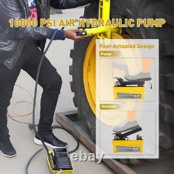 Industrial 10,000 PSI Air Hydraulic Pump, Foot Pedal, Yellow
