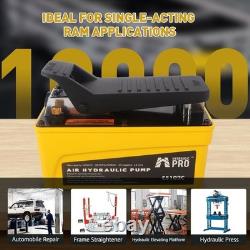 Industrial 10,000 PSI Air Hydraulic Pump, Foot Pedal, Yellow