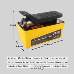 Industrial 10,000 PSI Air Hydraulic Pump, Foot Pedal, Yellow