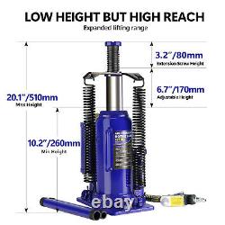 Pneumatic Air Hydraulic Bottle Jack with Manual Hand Pump 12 Ton Heavy Duty A