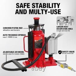 Pneumatic Air Hydraulic Bottle Jack with Manual Hand Pump, 20 Ton, Red